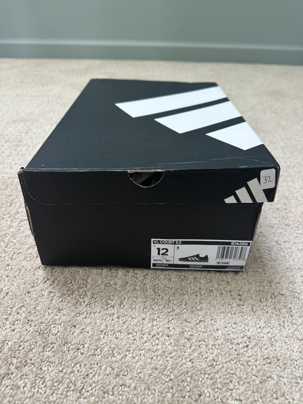 Adidas VL Court 3.0 – Men's Size 12 – Black/White Gum – New with Box - Picture 6 of 6